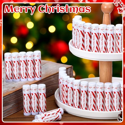 150 Pack Christmas Lip Balms Bulk Christmas Candy Peppermint Cane Scented Holiday Flavor Lip Balm Gifts Xmas Party Gifts Bulk Xmas Items Stocking Stuffers for Women Men Staff Employee (Candy)