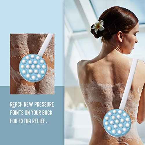 Back Lotion Applicator and Massager by Body Long Handheld self-Handhled Easy Reach for Sunscreen, Cream, Shower Gel on Back, Legs and Feet, Long Shower Bath Brush, Easily Roll-a Dispenser
