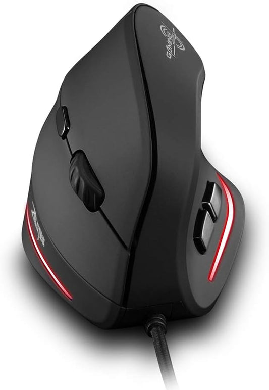 zelotes Vertical Ergonomic Mouse,3200DPI,6 Buttons,LED Illumination,Prevention Against Mouse Arm,USB Optical Wired Mice for Laptop,PC,Mac,Black