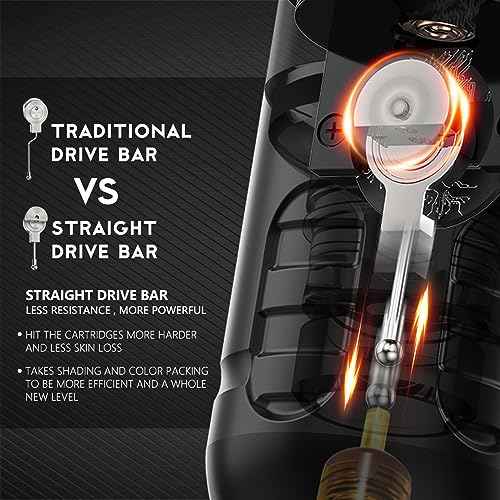 Ambition Zetton Tattoo Machine with 2400mAh Battery Brushless Motor Straight Drive Bar Color Touch Display Rotary Tattoo Gun Cartridge Pen Supply for Professional Tattoo Artists