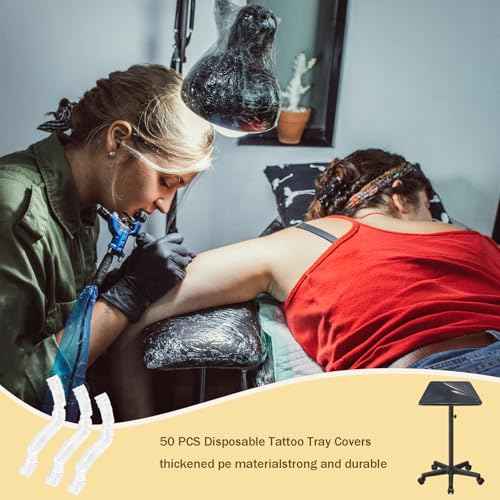 50 PCS Disposable Tattoo Tray Cover, Arm Rest Covers,Tattoo Table Station Cover,Salon Tray Covers £¬Tattoo Equipment for Most Tattoo Machine Trays