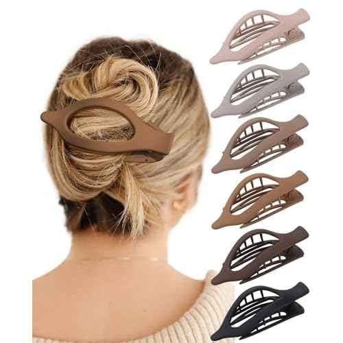 French Flat Hair Clips for Women - 6Pcs Flat Hair Claws for Thin Thick Hair Strong Hold No Slip Grip Hair Claw Clips for Women Girls (Matte(Neutral colors))
