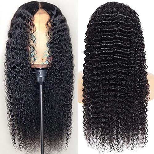 13x4 Deep Wave Lace Front Wigs Human Hair 180% Density Curly Human Hair Wigs for Black Women Wet and Wavy Wig Pre Plucked with Baby Hair (Deep Wave Wig, 22 Inch)