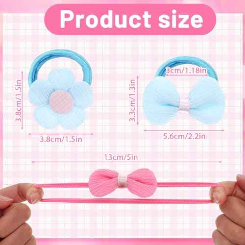 36 Pcs Toddler Hair Ties, Girls Hair Accessories Baby Hairs Bows Cute Flower Hairties Little Girls Hairbands for Thick Hairs, Baby Scrunchies for Infant Soft Pink, Yellow, Green, Purple, Blue