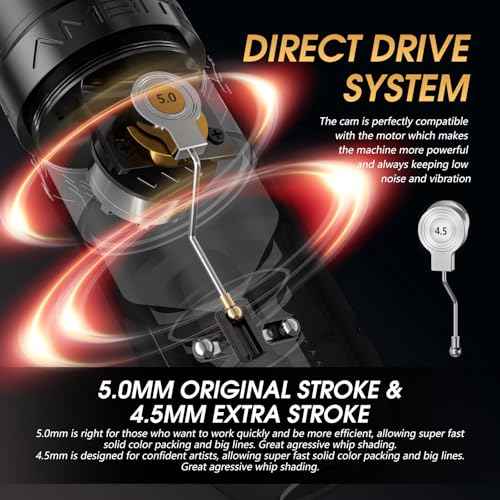 Ambition Soldier 270 S Wireless Tattoo Pen Machine, Rotary Tattoo Gun with 2400 mAh Battery, 270 g.cm Torque Brushless Motor, 5.0mm Stroke Cordless Tattoo Supply for Professional Artists