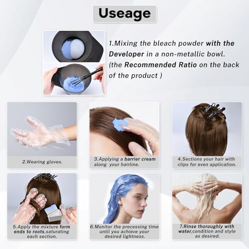 Hair Bleach 500g / 17.41oz, Large Capacity Salon Grade Bleach for Hair, Mild Bleach Powder Quickly Remove Hair Color, Refreshing Create Fashionable Styling