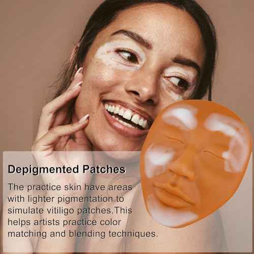 3D Vitiligo Skin Camouflage Tattoo Practice Face ? Premium Silicone Full Face Practice Skin for Permanent Makeup, Perfect for Tattoo Artists and Beginners