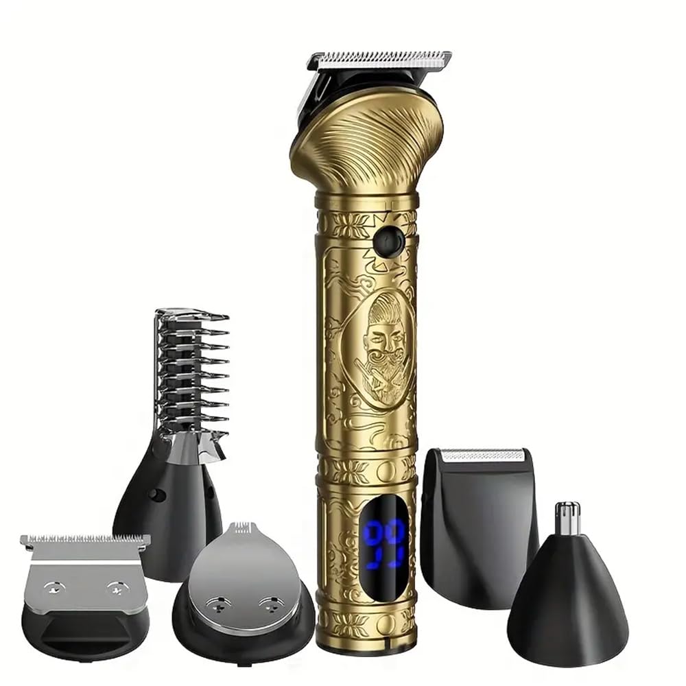 Professional Cordless Hair Clipper for Men, Electric Hair Clipper,Multifunctional 6-in-1Hair Cutting and Shaving Set