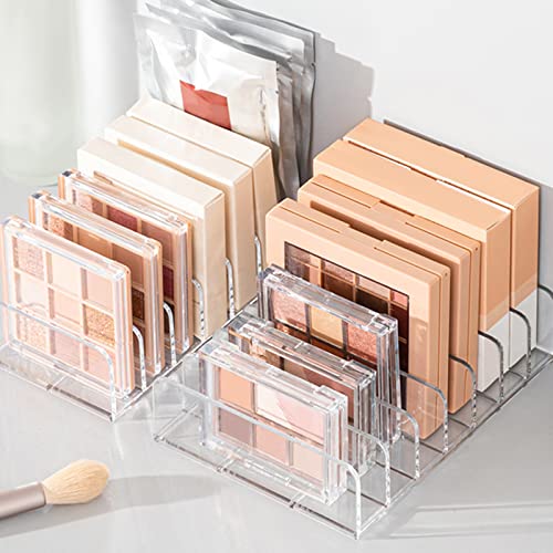 2 Pack Acrylic Makeup Palette Organizer,7 Spaces Plastic Makeup Holder Organizer,Accessories Storage Organizer for Eyeshadow Palettes,Contour Kits,Blush,Clear