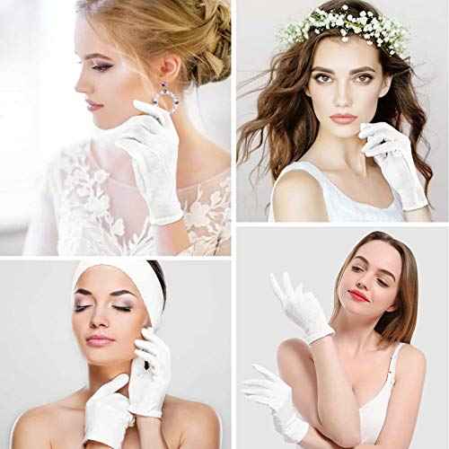 20 Pairs Cotton Gloves for Dry Hands, Paxcoo White Cotton Gloves for Eczema, Cosmetic Moisturizing and Jewelry Inspection, Medium Size