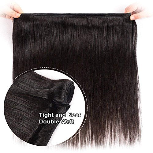 Straight Human Hair 3 Bundles 24 24 24 Inch Brazilian Virgin 100% Unprocessed Straight Hair Weave Bundles Human Hair Natural Black Color Hair Extensions for Women
