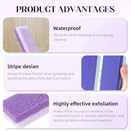 Foot Pumice Stone with Stripes to Increase Friction, 2025 Upgraded Professional Pedicure Foot Pumice Stone for Feet Hard Skin Callus Remover and Scrubber, Durable Exfoliating Stone for Spa Pedicure