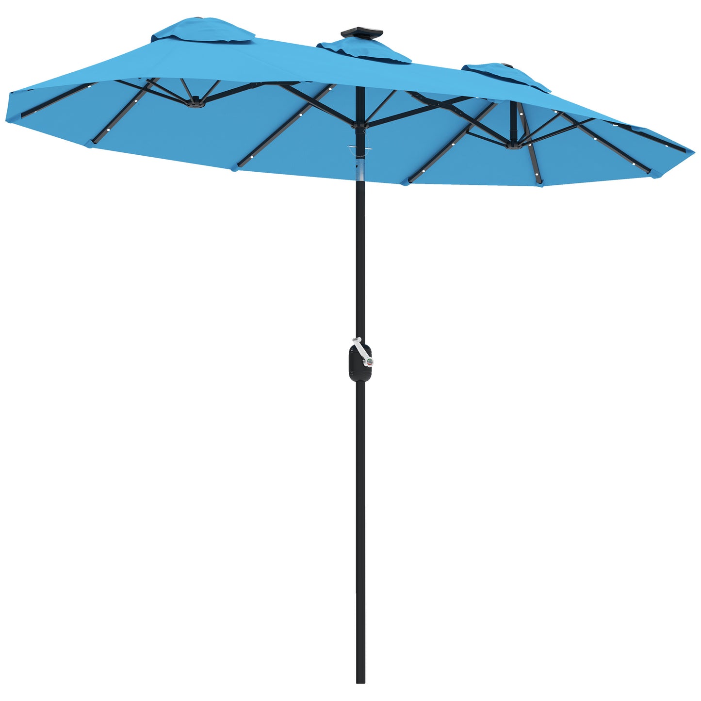 Double-Sided Outdoor Umbrella with LED Solar Light - Light Blue