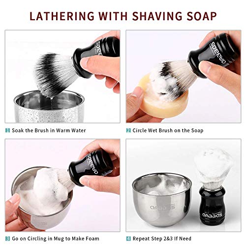 Anbbas Synthetic Badger Hair Shaving Brush,Stainless Steel Shaving Stand and Bowl,Goat Milk Shaving Soap 100g for Men Wet Shave Kit