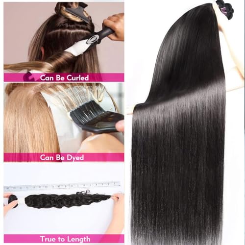 Younsolo Straight Hair Bundles Brazilian Virgin Hair Human Hair Bundles 100% Unprocessed Natural Black 4 Bundles 16 18 20 22 Inch