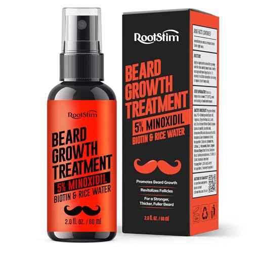 5% Minoxidil Beard Growth Serum for Men: Hair Regrowth Spray with Biotin & Rice Water - Extra Strength Beard Oil for Faster Thicker and Fuller Beard Growth - 60ML