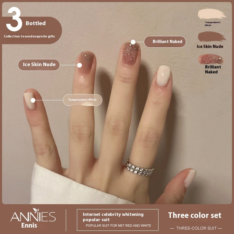Three-Color Gel Nail Polish Set for Manicure - Nude, Purple, Orange