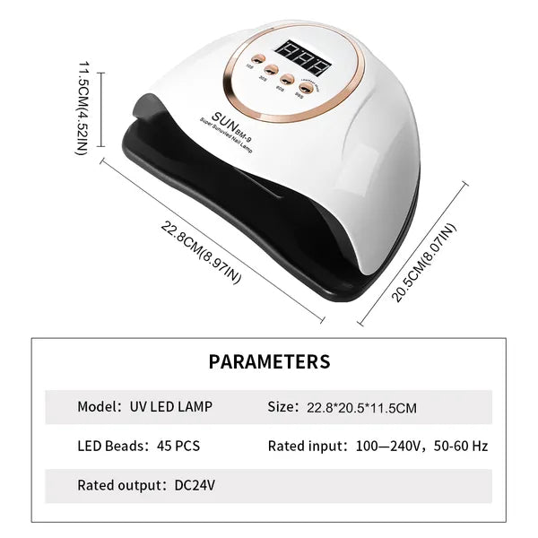 280W UV LED Nail Lamp - Professional Gel Polish Curing Dryer with Timer