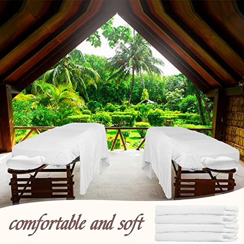 Oudain 6 Set Microfiber Massage Table Sheets Each Set Includes Massage Table Covers, Fitted Sheets, Face Cradle Covers (White)
