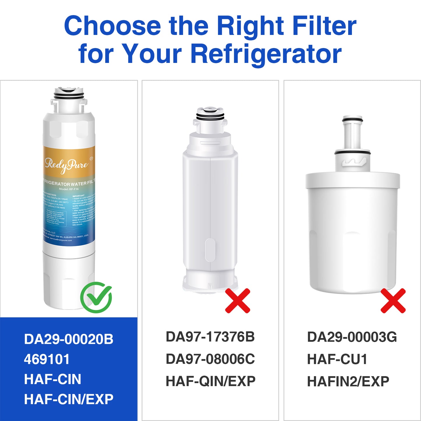 3-Pack Refrigerator Water Filter Replacement - NSF Certified