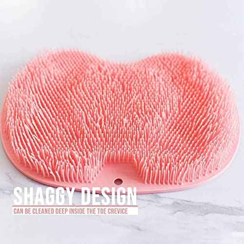 Shower Foot Scrubber Mat with Non-Slip Suction Cups, Foot Back Cleaning Pad Back Washer Exfoliating Bath Wash Pad, Wall Mounted Slip Suction Cups for Use in Cleaner Men and Women (Blue)