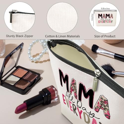 Mama Cosmetic Bag Mom Gifts Blessed Makeup Bag Mama Gifts Travel Organizer Mother Gifts Zipper Pouch for Mother Mama Mommy Mammy Mum Women Female Gifts for Mom from Daughter Son Mothers Day Birthday