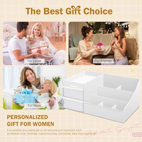 Large Makeup Organizer with Drawers - Multi-Functional Vanity and Countertop Storage for Cosmetics, Skincare, Perfume, Nail Polish, Brushes - Compact Desk and Bathroom Organizer for Women¡¯s Gifts