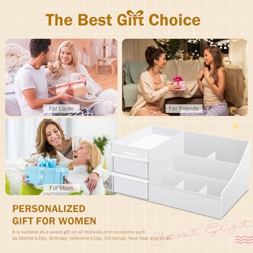 Large Makeup Organizer with Drawers - Multi-Functional Vanity and Countertop Storage for Cosmetics, Skincare, Perfume, Nail Polish, Brushes - Compact Desk and Bathroom Organizer for Women¡¯s Gifts