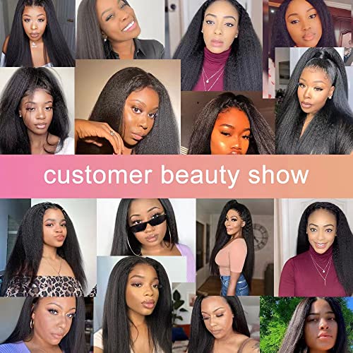 Kinky Straight Human Hair Clip in Extensions 120g Full Head Clip ins for Women 100% Unprocessed Brazilian Virgin Human Hair Yaki Straight Clip ins Remy Hair Natural Black 8Pcs 18Clips 22inch