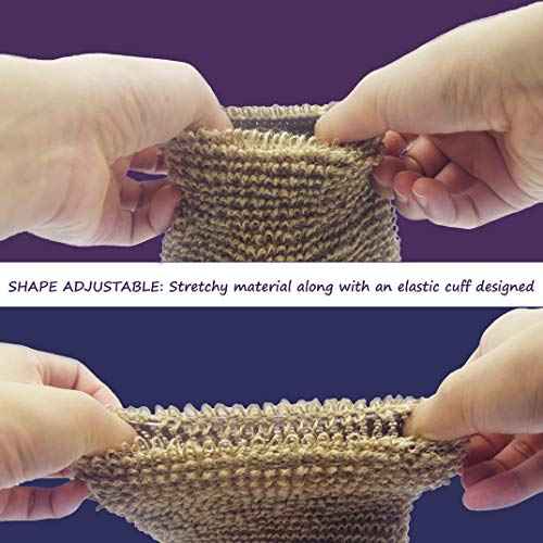 (2 Pack) Natural Exfoliating Hemp Bath Mitt Shower Gloves Loofah Washcloth Sponge Machine Washable Body Scrubber (ROUGHER Hemp)