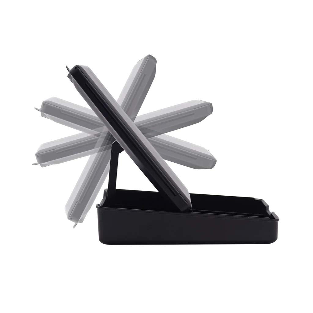 Impressions Touch Trifold LED Makeup Mirror with Vanity Organizer, 7X Magnifying Desk Mirror with Standing Base and USB Cable (Black)