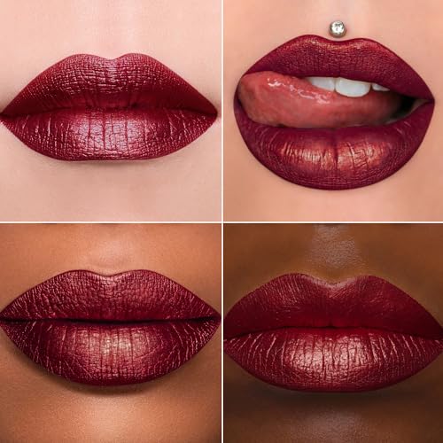 MAKI YIKA 3Pc Metallic Lipstick Long Lasting Nude Pink Red Glitter Lipsticks High Shine Lipstick No Smudge No Transfer Liquid Lip Gloss (Nude/Pink/Red)