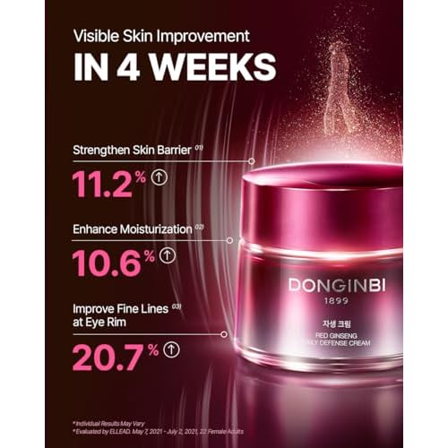 Donginbi Red Ginseng Daily Defense Cream - Firming Cream for Loose Surface, Face Moisturizer for Skin Barrier Repair, Korean Red Ginseng, Skin Care Gifts for Women, 0.8 floz / 25 ml