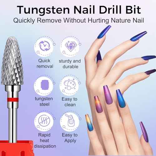 Fantexy 3/32" Carbide Nail Drill Bit - Remove Acrylic Hard Gels Quickly and Safely,Professional Cone Tungsten Drill Bits Set Nail File Acrylic for Manicure,Pedicure,Cuticle Cleaner(Fine - F)