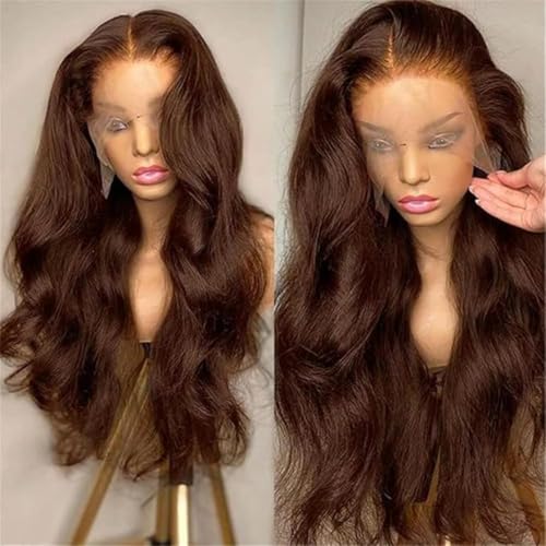 Chocolate Brown Lace Front Wigs Human Hair Body Wave 26 Inch #4 13x4 HD Transparent Brown Lace Front Wig Human Hair Wear and Go Glueless Wig Pre Plucked Colored HD Lace Frontal Wigs For Black Women