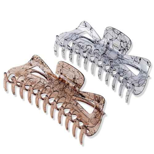 Extra Large Claw Clips for Thick Hair, 6.3 Inch Strong Hold Matte Jumbo Accessories for Women Long Curly Hair Cute Nonslip French Giant Big Jaw Clip for Heavy Duty Hair XL Huge(Black Brown)