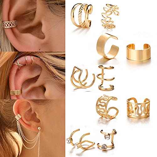 24 Pcs Gold Silver Hair Braids Dreadlock Non-Piercing Ear Clip Beard Beads Cuffs Clip Hair Accessories Styling Fashion Jewelry Gift Toos for Women Men