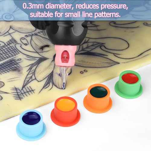ATOMUS 20pcs Tattoo Cartridge Needles with 20pcs Ink Cups Size #10 RL RS RM M1 Round Liner Tattoo Needles Silicone Wrapped Needles (1RL)