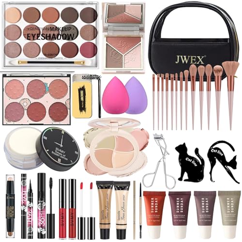 37 Pcs All in One Makeup Kit for Women Full Kit, Makeup Gift Set for Beginners Teenager, Multipurpose Makeup Set Includes Eyeshadow Palette Contour Stick Cosmetic Brush (A204)