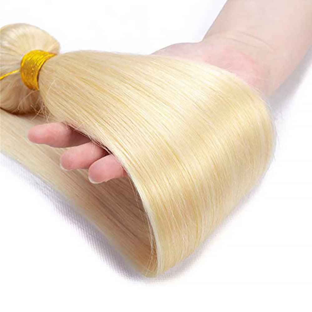 30 32 34 Inch Blonde Straight Bundles Human Hair Brazilian Unprocessed Virgin Hair Color 613 Bundles Human Hair Extensions