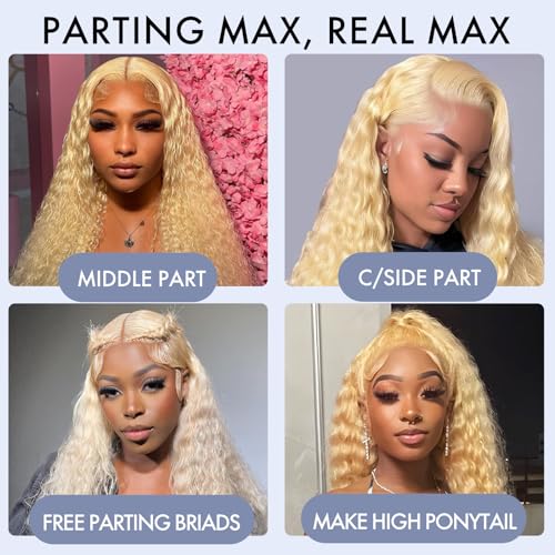 ELISHEVA 613 Lace Front Wig Human Hair 20 Inch Blonde Wig Human Hair 613 Deep Wave 13x6 HD Blonde Lace Front Wigs 200% Density Free Part 613 Wig Deep Wave Pre Plucked with Baby Hair