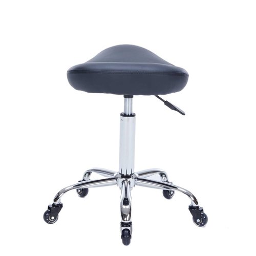 Whiterye Saddle Stool PU Leather Rolling Stool Adjustable Height with Mute Rubber Wheels Ergonomic Swivel Saddle Chair for Clinic Dentist Massage Salon Spa Tattoo Office (Black).