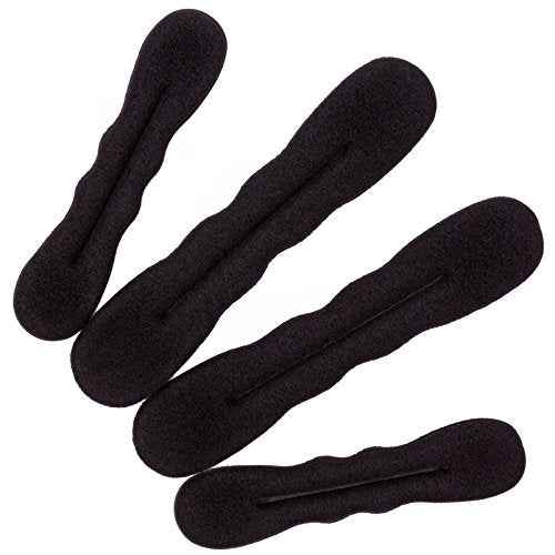 Beaute Galleria Magic 4 Pieces Black Foam Sponge Twist Shapers, Hair Bun Maker, Hair Donuts for Ballet Buns (2 Small, Large)