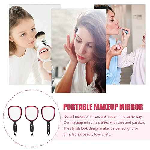 Small Hand Mirror for Travel (6.11" x 2.95'') - Standard 1X Magnification Hand held Mirror with Handle,Lightweight Handle Mirror with Hanging Hole,Single Sided Vanity Makeup Mirror for Women,Kids