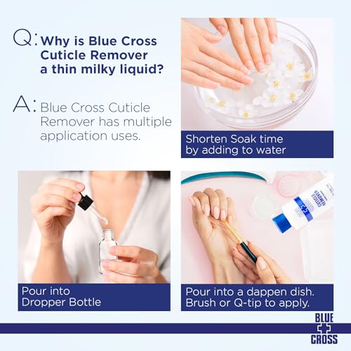 Cuticle Remover & Softener Liquid for Nails ? Blue Cross Professional Nail Care with Lanolin, Hydrating Treatment for Dry Cuticles & Hangnails, Made in USA, 6oz