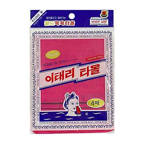 GOLDSANGSA-Korean Exfoliating Towel Washcloth Mitts 12pcs(Green4,Red4,Yellow4)/Korean Italy Towel Skincare Exfoliating Scrub Bath Cloth Remove Dead Skin