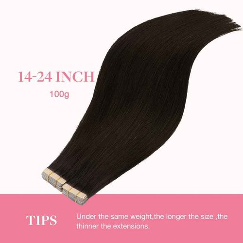 GOO GOO Tape in Hair Extensions Human Hair, 2 Dark Brown, 18inch 100g 40pcs, Skin Weft Seamless Invisible, Silky Straight with Thick Ends, Remy Human Hair