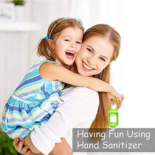 4 Pack Travel Size Plastic Clear Bottles w/Silicone Sleeve Refillable Empty Squeeze Containers Leakproof Flip Cap Keychain Bottles Hand Sanitizer Holder for Backpack Travel Outdoor (60ml/2oz) (A)