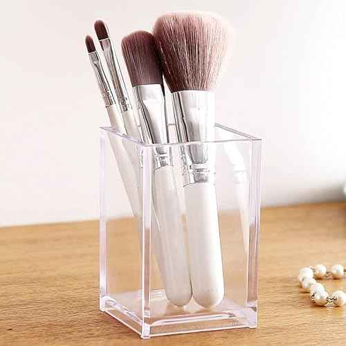 3 Pack Clear Acrylic Cosmetic Pencil Pen Holder Cup, Clear Makeup Brush Holder, Desk Acrylic Brushes Storage
