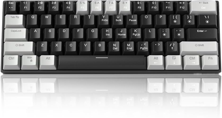 60% Mechanical Gaming Keyboard, White Gaming Keyboard with Red Switches, Detachable Type-C Cable Mini Keyboard with Blue LED Light for/PC/Laptop